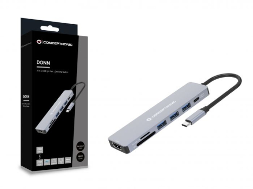 DOCK CONCEPTRONIC USB-C HDMI 3xUSB3 CARD READER PD 100W DONN19G