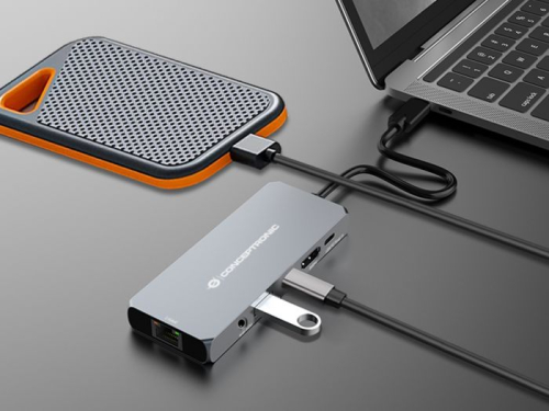 Docking Station CONCEPTRONIC USB4 6 em 1 DONN22G, 40 Gbps, 8K 60 Hz HDMI, 2,5 GbE, USB-A 10 Gbps, USB-C 10 Gbps, 100 W USB PD, áudio 110519807101