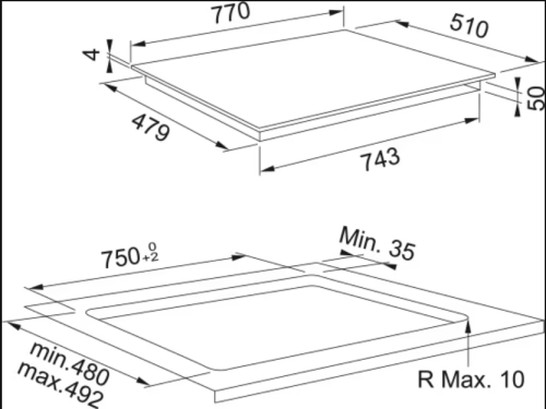 PLACA INDUÇAO FRANKE 4 ZONAS 77CM Smart FSM 804 I B BK