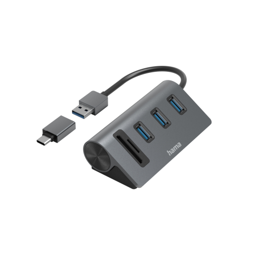 Hub HAMA USB Hub/Card Reader, 5 Portas - 200140