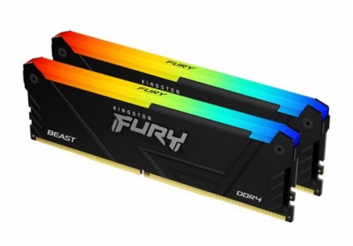 Memória Kingston FURY Beast RGB DDR4 kit 64GB: 2 x 32GB DIMM 3200 MT/s / PC4-25600 CL16 1.35 V sem ECC preto, KF432C16BB2AK2/64