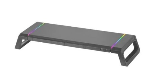 Suporte MARS GAMING MGS-ONE MONITOR  RGB CHROMA, FRONT USB, PHONE & TABLET HOLDER, Preto