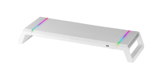 Suporte MARS GAMING MGS-ONE MONITOR RGB CHROMA, FRONT USB, PHONE, TABLET HOLDER MGSONEW Branco