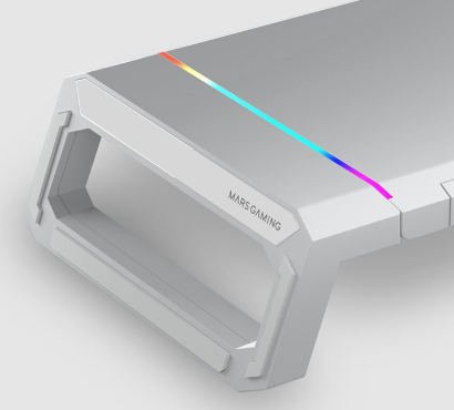Suporte MARS GAMING MGS-ONE MONITOR RGB CHROMA, FRONT USB, PHONE, TABLET HOLDER MGSONEW Branco