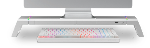 Suporte MARS GAMING MGS-ONE MONITOR RGB CHROMA, FRONT USB, PHONE, TABLET HOLDER MGSONEW Branco