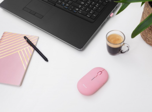Rato Ultrafino Wireless recarregável PUCK TRUST24125 Rosa
