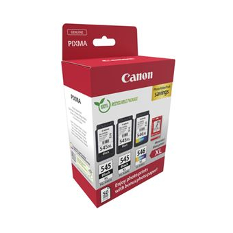 TINTEIROS CANON PG-545XLx2/CL-546XL PVP 4x6 Photo Paper GP-501 50sheets + XL Preto x2 & XL Ciano, Magenta, Amarelo