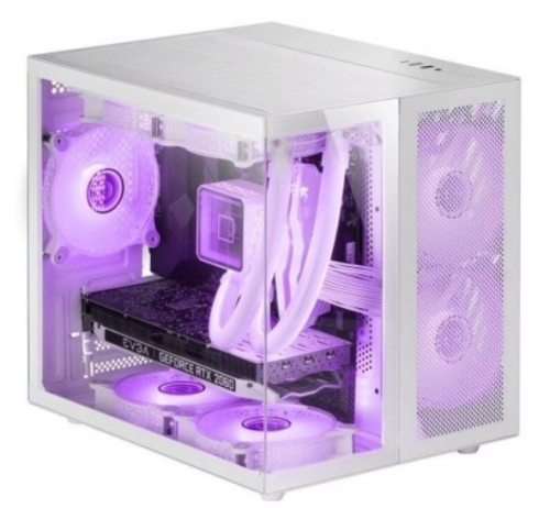 Caixa MARS GAMING MCNOVAM, MATX PREMIUM CUSTOM ALUMINIUM FRONT COOLING 90º GLASS, USB-C, Branco