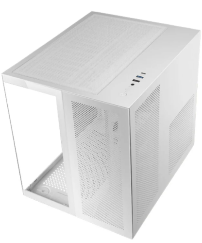 Caixa MARS GAMING MCNOVAM, MATX PREMIUM CUSTOM ALUMINIUM FRONT COOLING 90º GLASS, USB-C, Branco