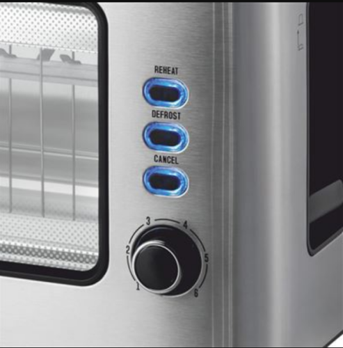 TORRADEIRA  HAEGER 1000W 1 ABERTURA EXTRA LARGA COM JANELA VIDRO INOX