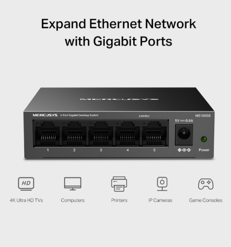 Mercusys 5-PORT GIGABIT Desktop SWITCH