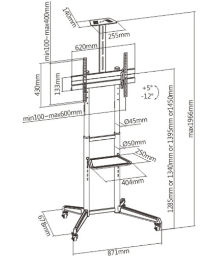 EWENT SUPORTE/ MOVEL DE CHAO PARA TV ATÉ 70" 1XPRAT PARA CAMERA EW1539