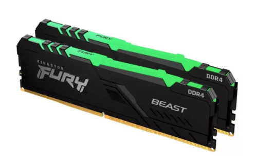 Memorias RAM Kingston 16GB 3600 DDR4 DIMM Kit2 FURY Preta