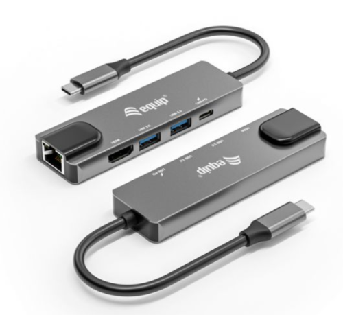 EQUIP Adaptador Multifunções USB-C 5 EM 1 GIGABIT RJ45 PD 100W 4K/30HZ USB 3.0 X2