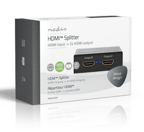 Multiplicador de Video NEDIS HDMI SPLITTER 2 PORT HDMI INPUT 2 X HDMI OUTPUT 4K@60HZ 18 GBPS