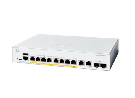 Switch de rede Cisco Catalyst 1300 8p GE Full PoE 2x1G Combo 8658379