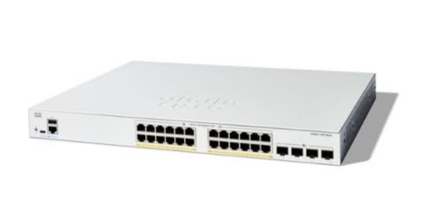 Switch Cisco Catalyst 1300-24FP-4X L3 Administrado 24 x 10/100/1000 (PoE+) + 4 x 10 Gigabit SFP+ montável em trilho PoE+ (375 W)
