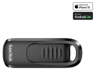 Pen USB SanDisk Ultra Slider 128 GB, USB-C 3.2 Gen 1, Preta – SDCZ480-128G-G46