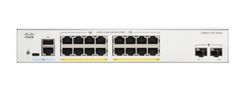 Switch Cisco Catalyst 1200-16P-2G L3 inteligente 16 x 10/100/1000 (PoE+) + 2 x Gigabit Ethernet SFP montável em trilho PoE+ (120 W)