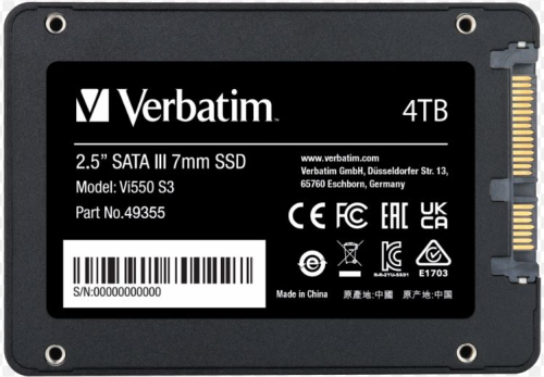 DISCO VERBATIM SSD VI550 4TB SATA 3 (7MM HEIGHT) 2.5" 550 MB/SEG 49355