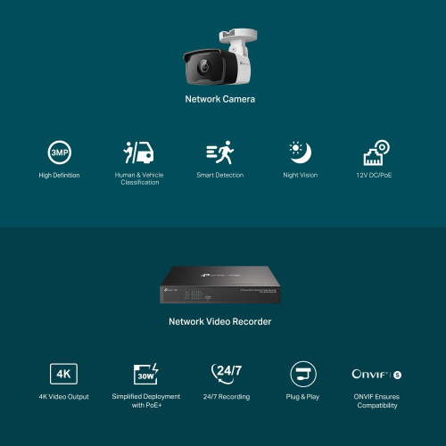 TP-LINK CAM VIGI 3MP BULLET IPC & 8 CHANNEL POE+ NVR KIT