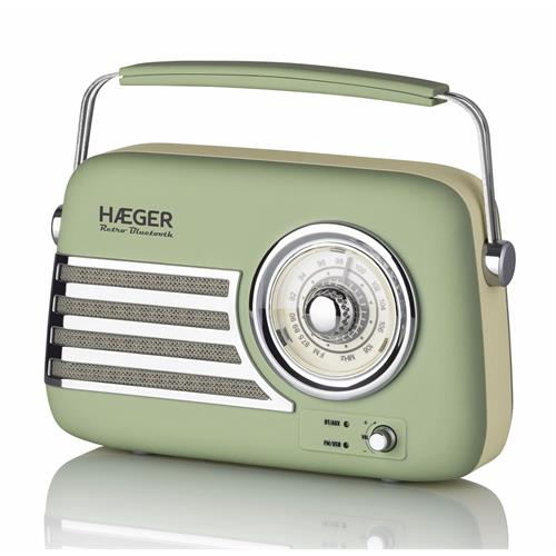 RADIO FM Vintage HAEGER PORTATIL BLUETOOTH RETRO VERDE
