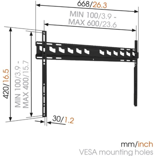 Suporte Vogel's M-series MA4000 (C1) - Kit de montagem (montagem fixada na parede) - Plano - para TV LCD - universal - metal - preto - tamanho de tela: 40"-80"