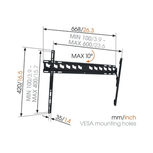 Suporte Vogel's M-series MA4010 (C1) - Kit de montagem (montagem de parede) - para TV LCD - metal - preto - tamanho de tela: 40"-80"