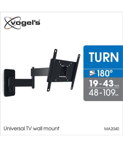 SUPORTE Vogel's M-series MA2040 (C1) - Kit de montagem (montagem de parede) - pleno movimento - para TV LCD - aço - preto - tamanho de tela: 19"-40"