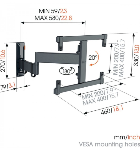 SUPORTE PARED VOGELS TVM 3463 FULL MOTION+MEDIUM WALL OLED