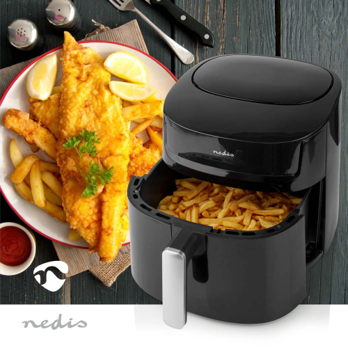 Fritadeira AIR FRYER NEDIS 7,2 L TIMER 240 MIN 8 PROGRAMA DIGITAL Preta
