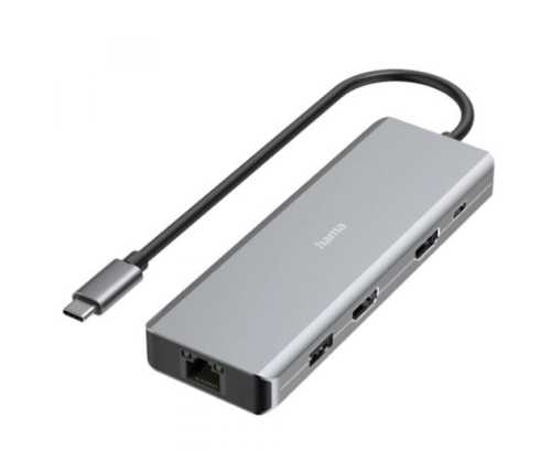 Hub HAMA "CONNECT2Media" USB-C Multiport, 9 Ports, 2 x HDMI, USB-A, USB-C, LAN 00200142 Cor Cinza