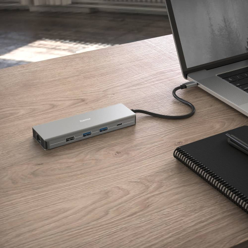 Hub HAMA "CONNECT2Media" USB-C Multiport, 9 Ports, 2 x HDMI, USB-A, USB-C, LAN 00200142 Cor Cinza