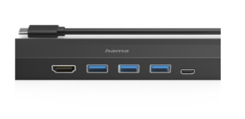 Hub HAMA USB-C Multiport, 6 Ports, 3 x USB-A, USB-C, HDMI, LAN/Ethernet 00200144 Cor Preto