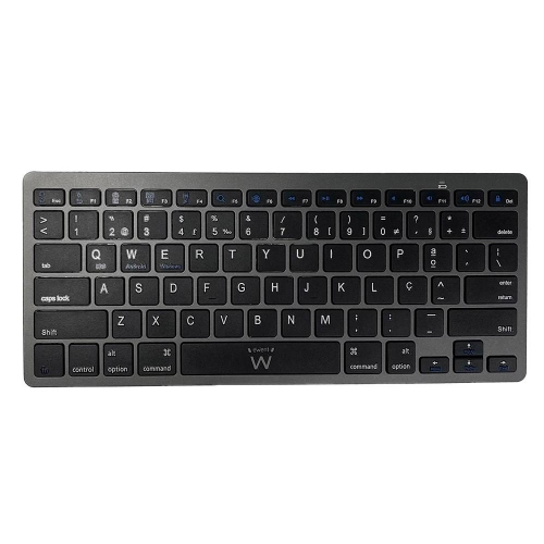 Teclado Bluetooth Universal iOS/Android/Win Compact Slim Grey/Black PT Layout
