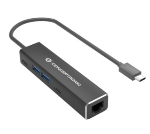 Adaptador Conceptronic ABBY14B 2.5G Ethernet USB 3.2 Gen 1 com Hub USB