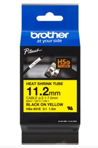 BROTHER FITA TUBO TERMO RETRATIL 11,2MMX1,5M PRETO/AMARELO HSE631E