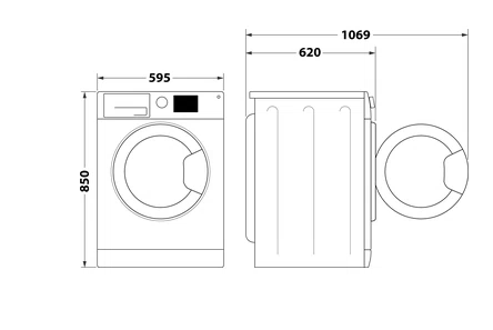 Maquina Lavar Roupa INDESIT 1400R.10K BWE101496XWSVSPT Inst. Livre Cor Branca Altura (cm): 85.0  Largura (cm): 59.5  Profundidade (cm): 60.5