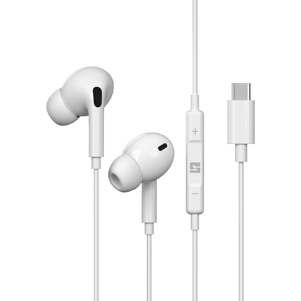 AURICULARES HALFMMANA SMART WIRED EARPHONES TYPE-C MICROFONE COR BRANCA HLFEARTC