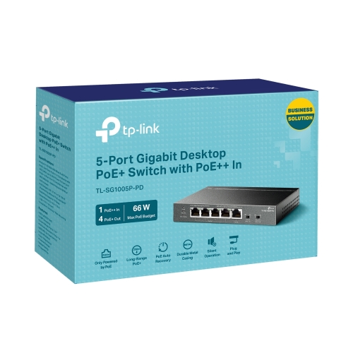 Switch de Rede TP-Link 5 Portas 4x PoE+ /1x PoE++ TL-SG1005P-PD