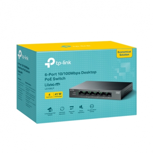 Switch de Rede TP-Link 6-Port 10/100Mbps Desktop Switch with 4-Port PoE