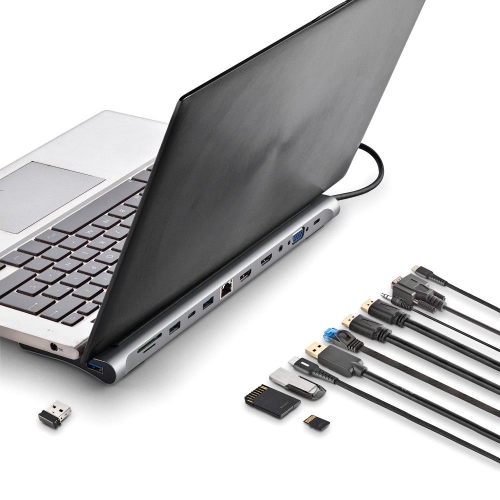 ADAPTADOR USB-C MULTIPORTA 12 EM 1: WIN/MAC-HDMI-SDMI-SD/TF- LAN - PD 60W CARGA - 3XUSB3.0 NGS WONDERDOCK12