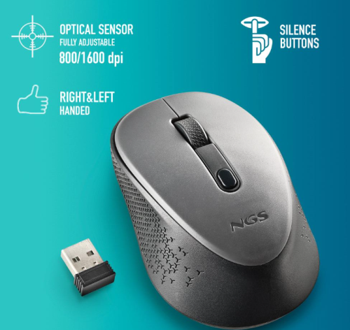 Rato Wireless NGS Silent DEW GRAY Cinzento 