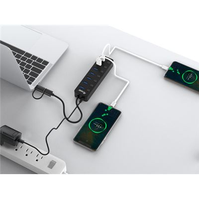 LIFE HUB USB & USB-C 7 PORTAS EQUIP USB3.0 C/SWITCH INDIVI E ALIMENTAÇÃO