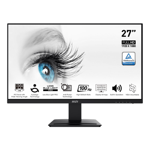 Monitor MSI PRO MP273A 27" FHD 100Hz 1ms(MRPT) Freesync 300nits, HAS, EyesErgo, LessBlueLight