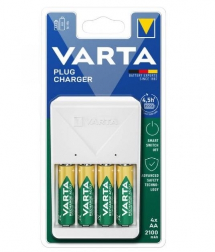Carregador de bateria Pilhas AC Varta 57657 BLI 1 + 4X56706