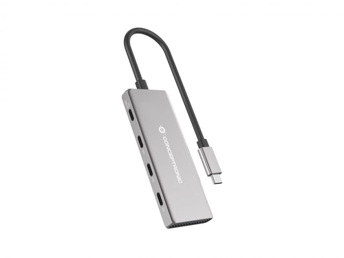 HUB USB CONCEPTRONIC HUBBIES16G 4-Port USB 3.2 Gen 2, 10Gbps, USB-C x 4, 100W USB PD, Aluminum Case