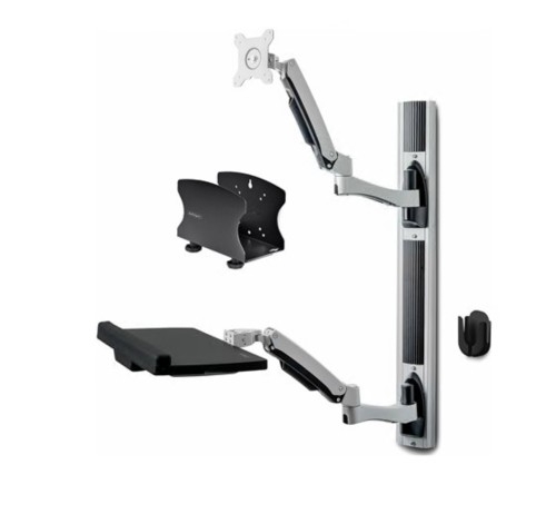 Kit de montagem estação de trabalho StarTech 2PASTSC-WALL-MOUNT para painel liso alumínio, aço preto tamanho de tela: up to 27" / 32" (ultra-wide) montável em parede