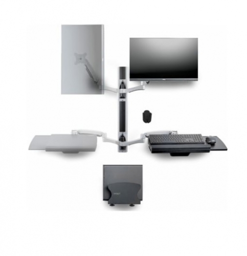 Kit de montagem estação de trabalho StarTech 2PASTSC-WALL-MOUNT para painel liso alumínio, aço preto tamanho de tela: up to 27" / 32" (ultra-wide) montável em parede