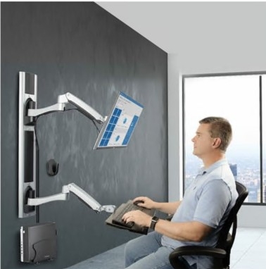 Kit de montagem estação de trabalho StarTech 2PASTSC-WALL-MOUNT para painel liso alumínio, aço preto tamanho de tela: up to 27" / 32" (ultra-wide) montável em parede